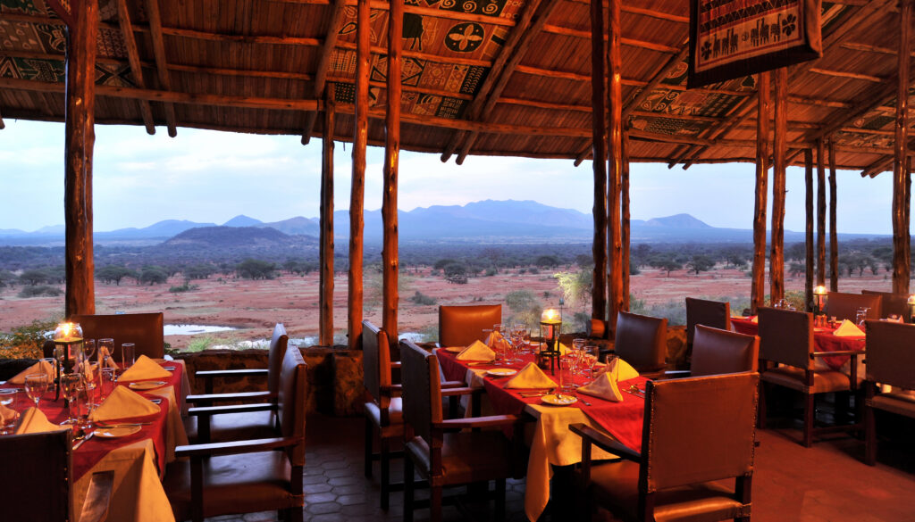 8. Main Dining Room with views of Chyulu Hills