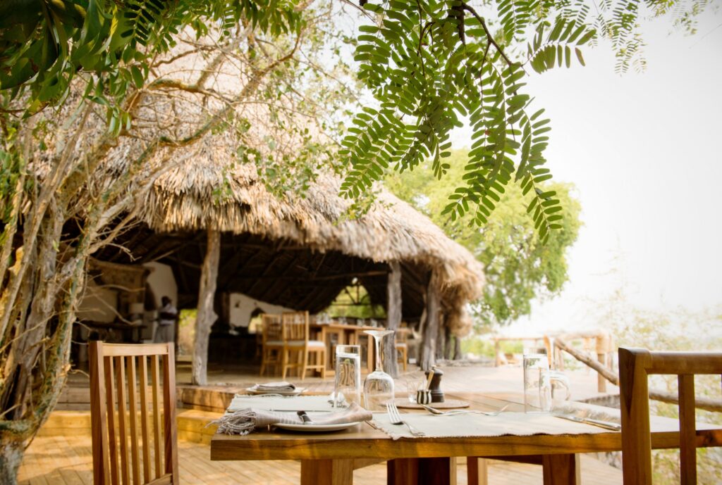 Outside dining, a must when staying at Sand Rivers