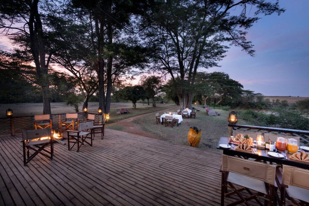 Restaurant/dining area at Basecamp Maasai Mara, Talek region, Maasai Mara Kenya.