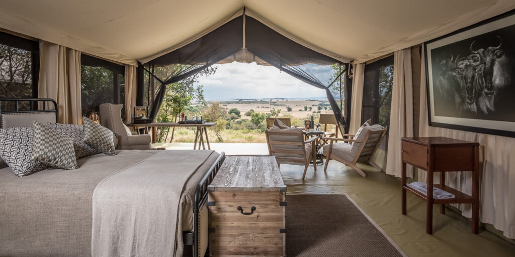 Tent interior with a view